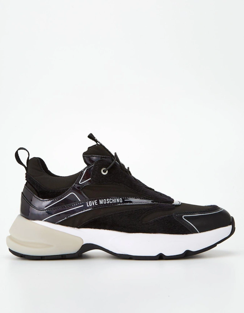 Sporty Running Sneakers - Black Holographic
