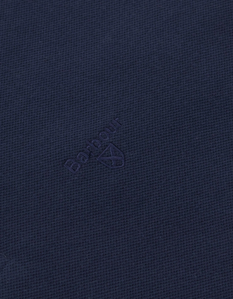 Long Sleeve Tartan Placket Polo Shirt