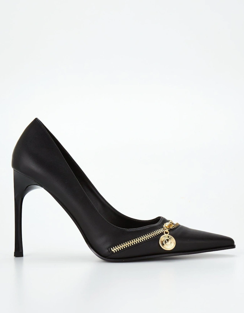 Jeans Couture Pointy Toe Zip Pump Heel - Black