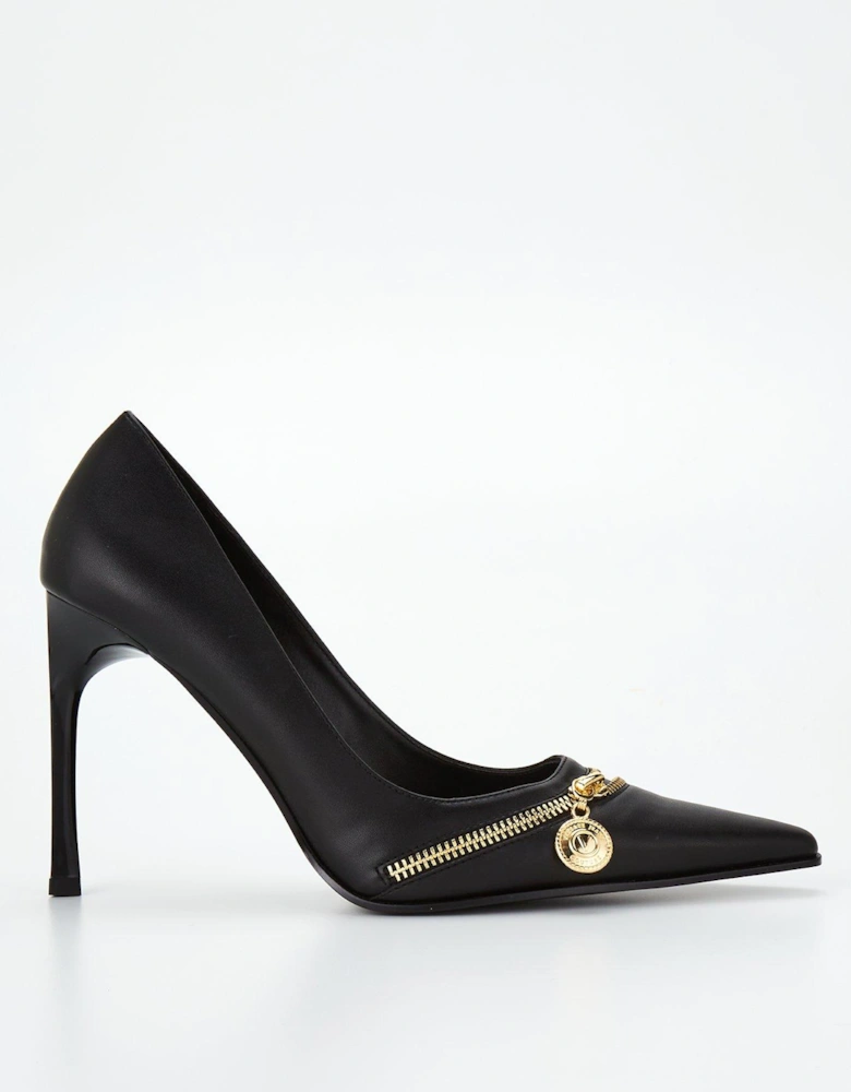 Pointy Toe Zip Pump Heel - Black