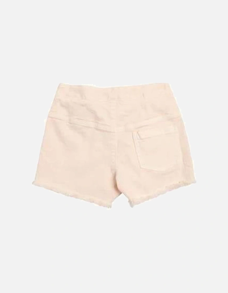 Girls Peach Denim Shorts