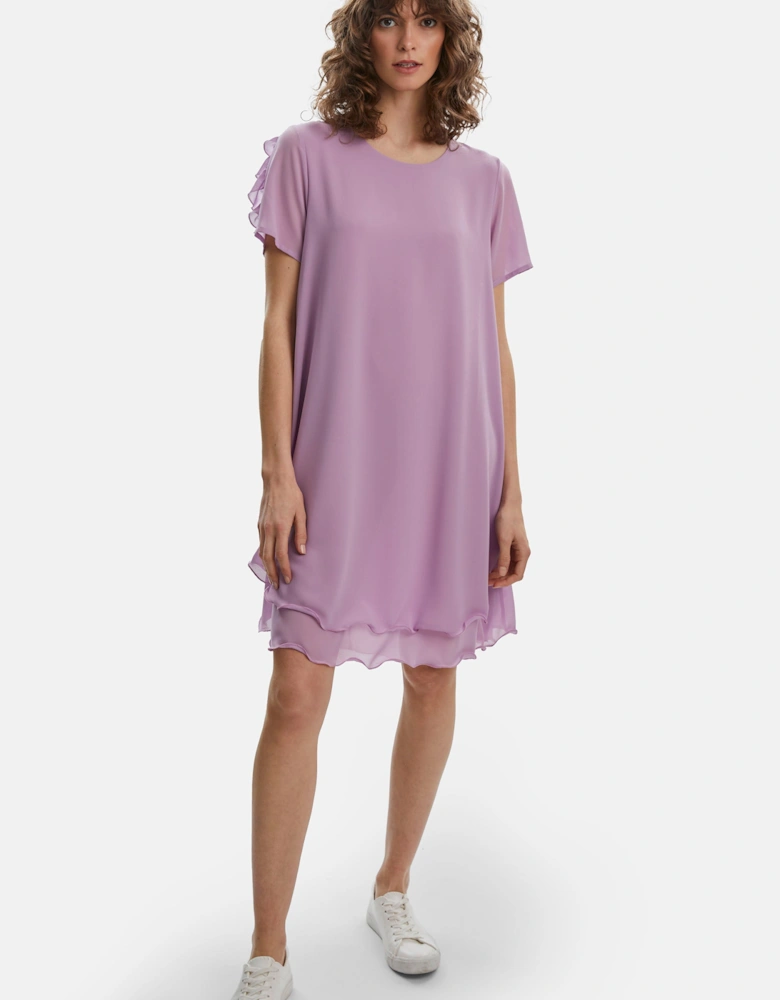 Short Sleeve Wave Hem Dress Lilac