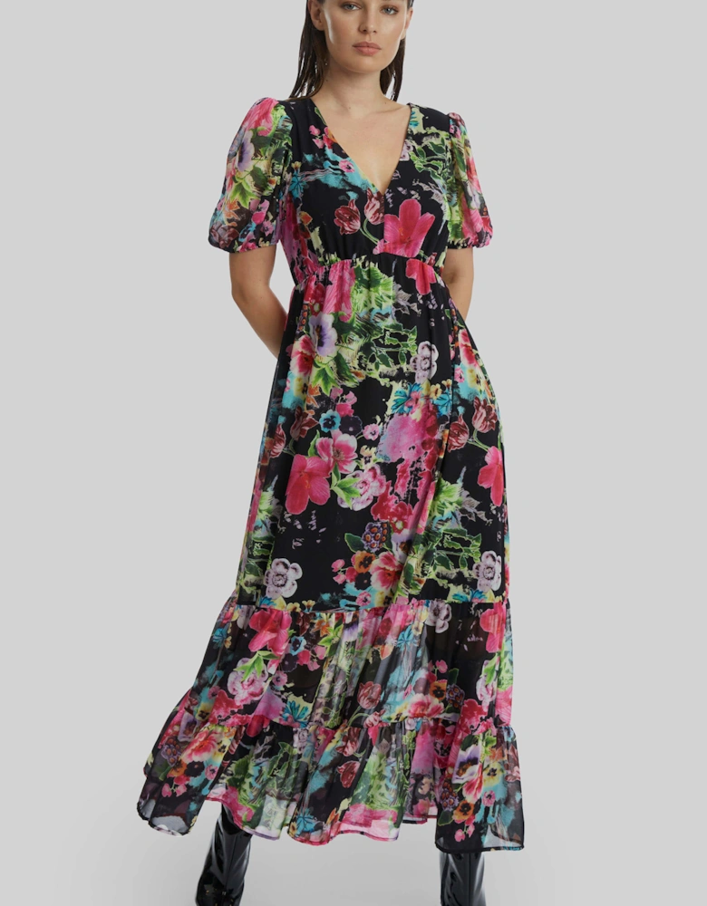 Floral V-neck Midi Dress