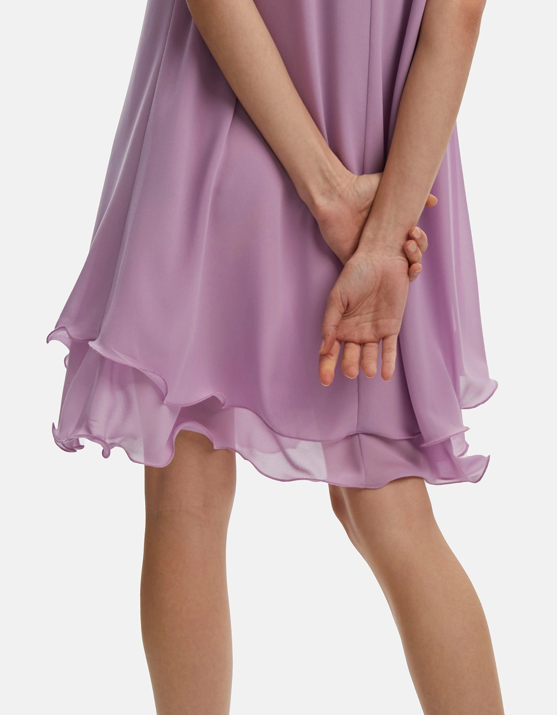 Short Sleeve Wave Hem Dress Lilac