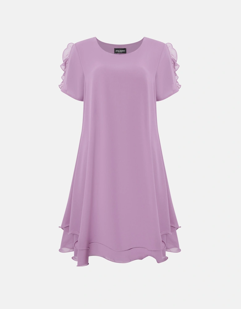 Short Sleeve Wave Hem Dress Lilac