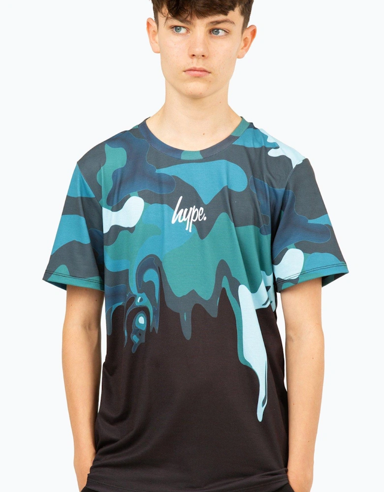 Boys Blue Camo Drip T-shirt