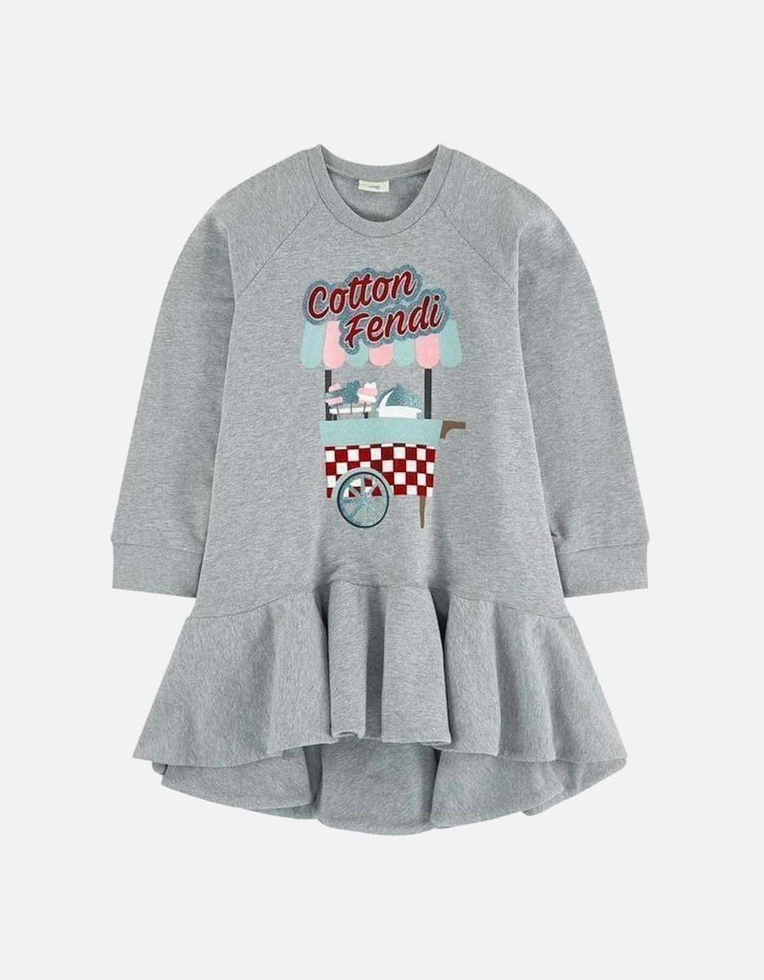 Girls Grey Sweatshirt Dress, 2 of 1