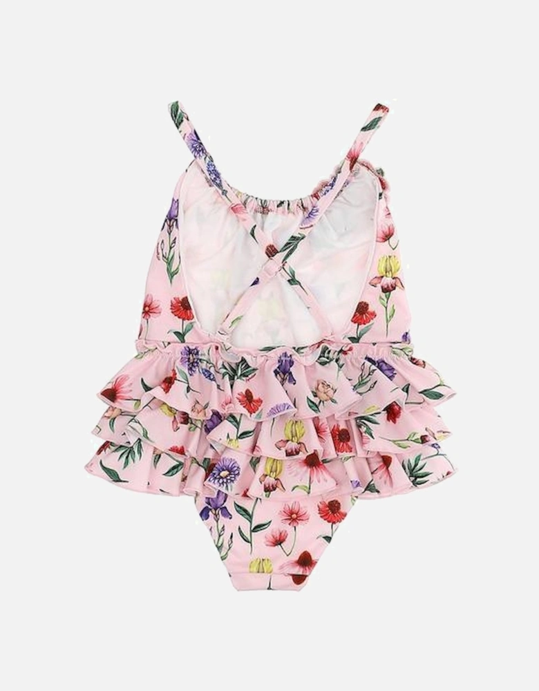 Girls Pink Floral Swimsuit