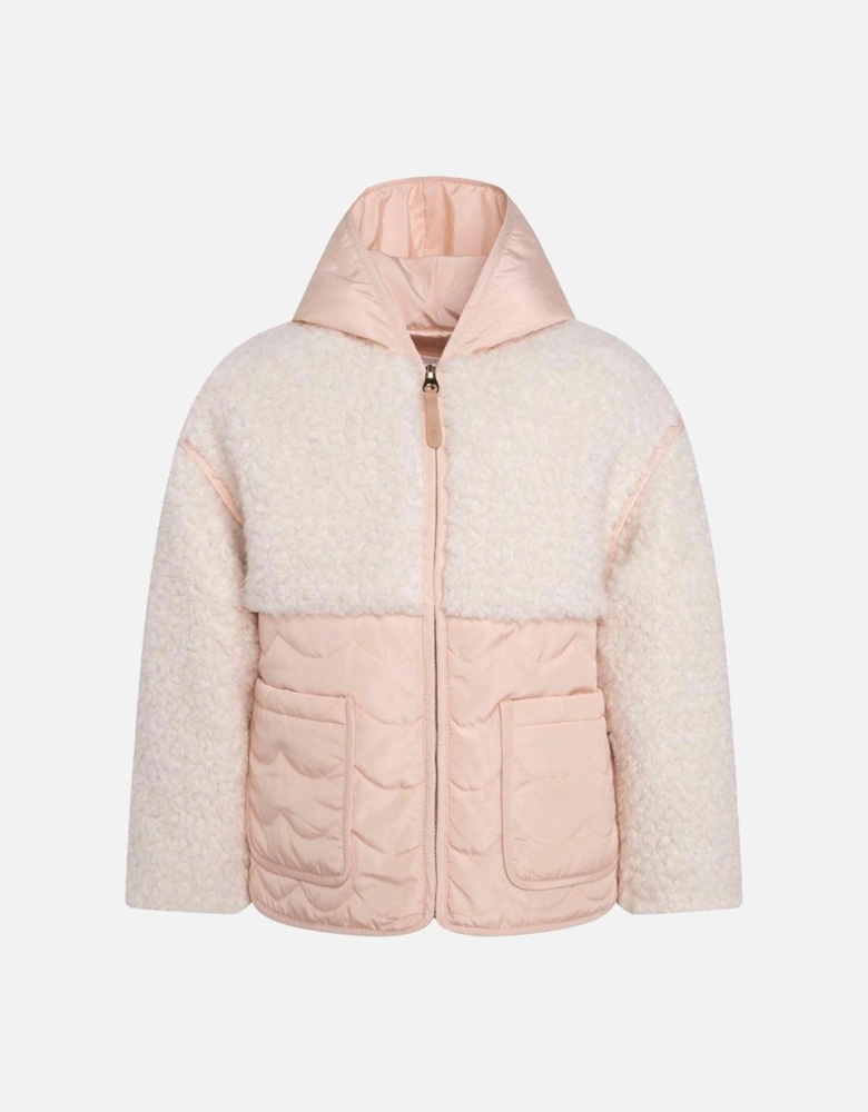 Girls Pink Quilted Hooded Jacket