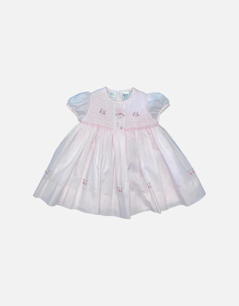 Girls Pink Smocked Dress