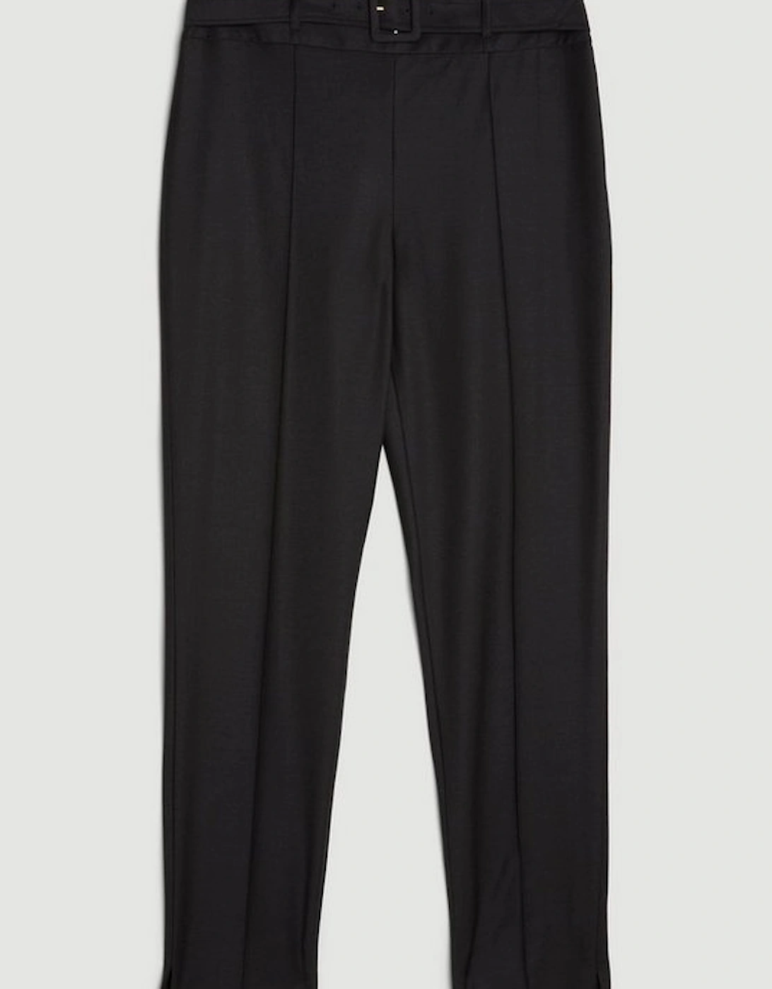 The Founder Tailored Wool Blend High Waist Belted Slim Leg Trousers