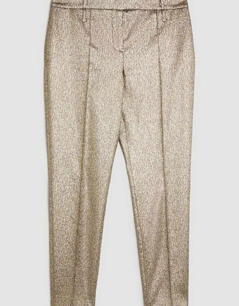 The Founder Metallic Jacquard Slim Leg Tailored Trousers