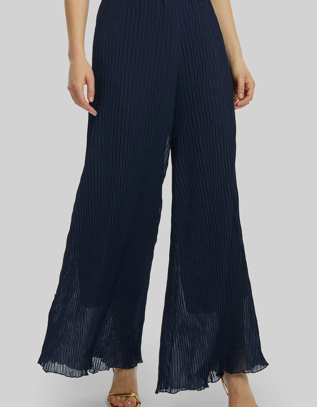 Pleated Cropped Trousers Navy, 6 of 5