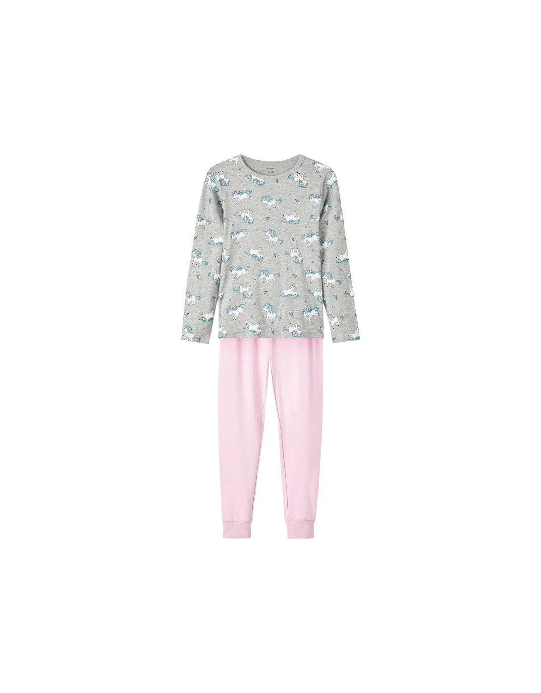Girls Unicorn Print Pyjamas - Grey Melange, 6 of 5