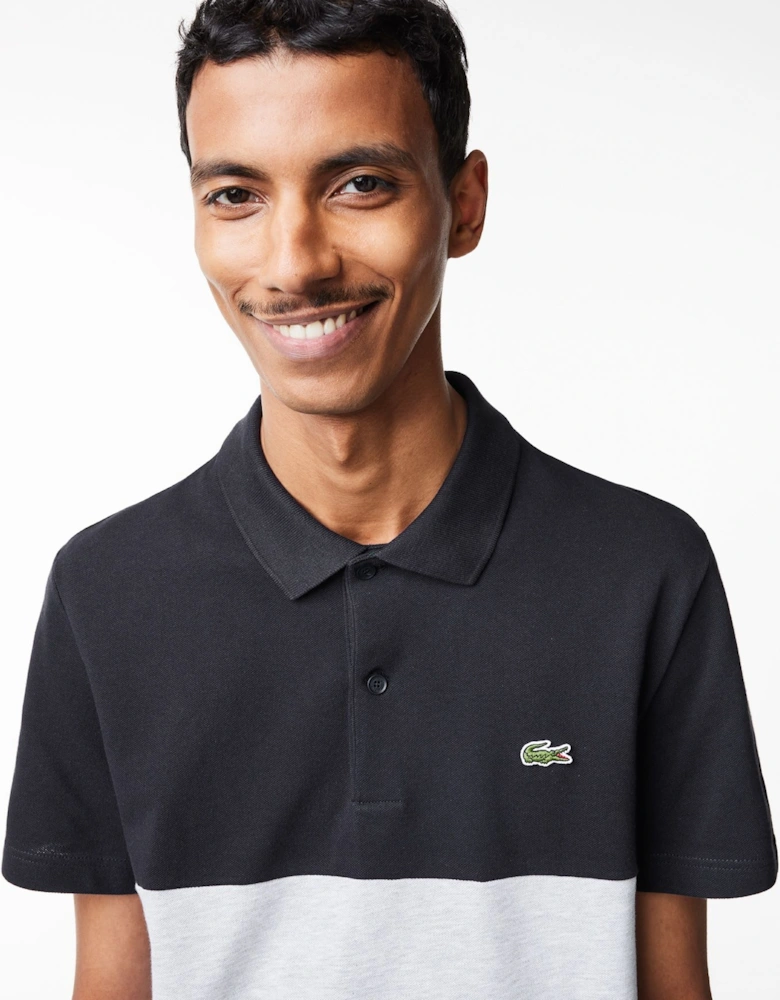 Mens Stretch Cotton Colourblock Polo Shirt