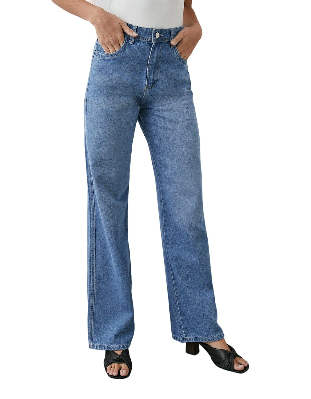 Womens/Ladies Cotton Wide Leg Jeans, 5 of 4