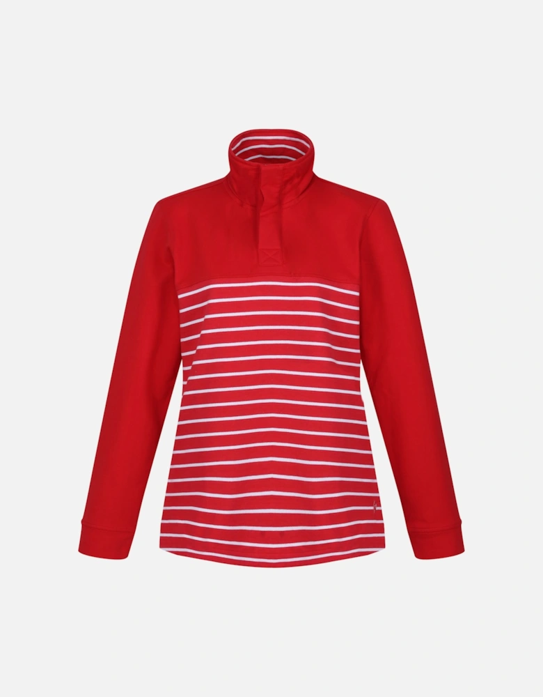 Womens/Ladies Bayla Striped Button Neck Sweatshirt