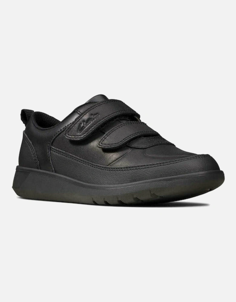 Scape Flare Kids black leather school Shoes