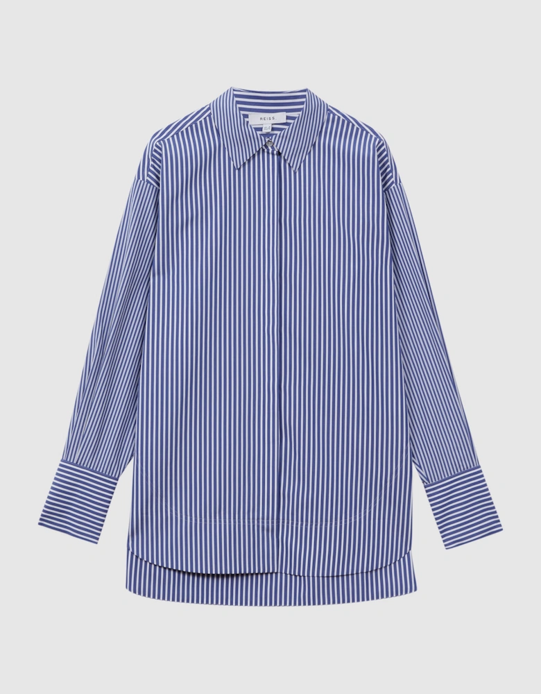 Oversized Cotton Side Stripe Shirt