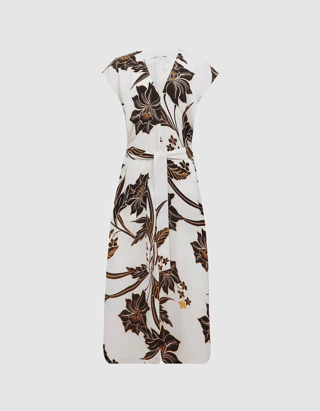 Printed Cap Sleeve Midi Dress, 2 of 1