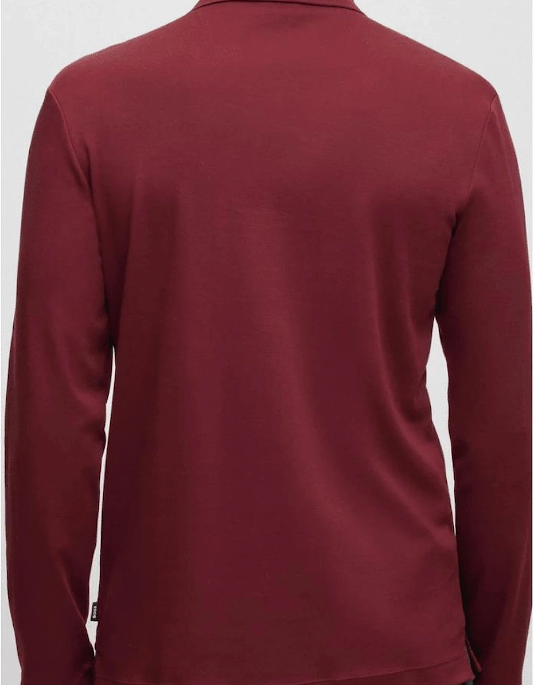 Pado Embroidered Logo Long Sleeve Burgundy Polo Shirt