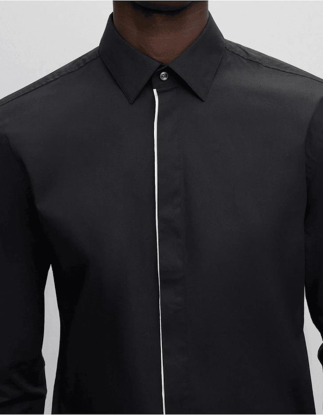 Hank-Party Cotton Slim Fit Black Shirt