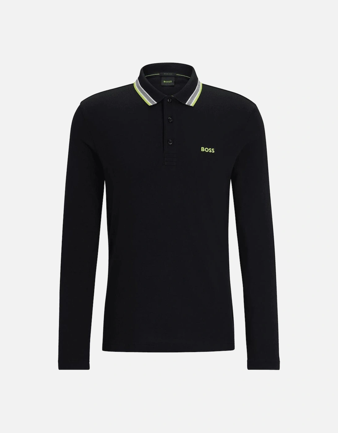 Plisy Embroidered Logo Regular Fit Long Sleeve Black Polo Shirt, 4 of 3