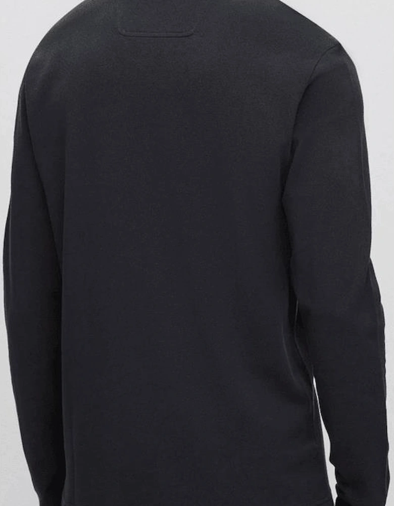Plisy Embroidered Logo Regular Fit Long Sleeve Black Polo Shirt