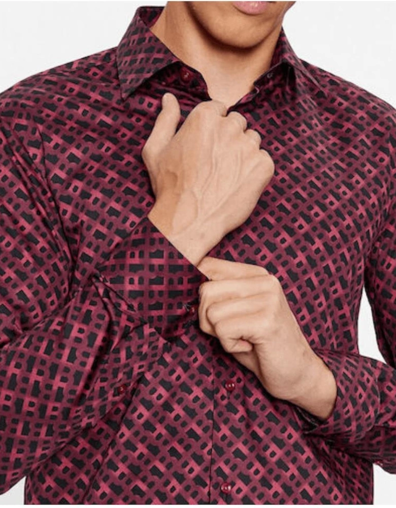 Hank-Kent Cotton Slim Fit Burgundy Shirt