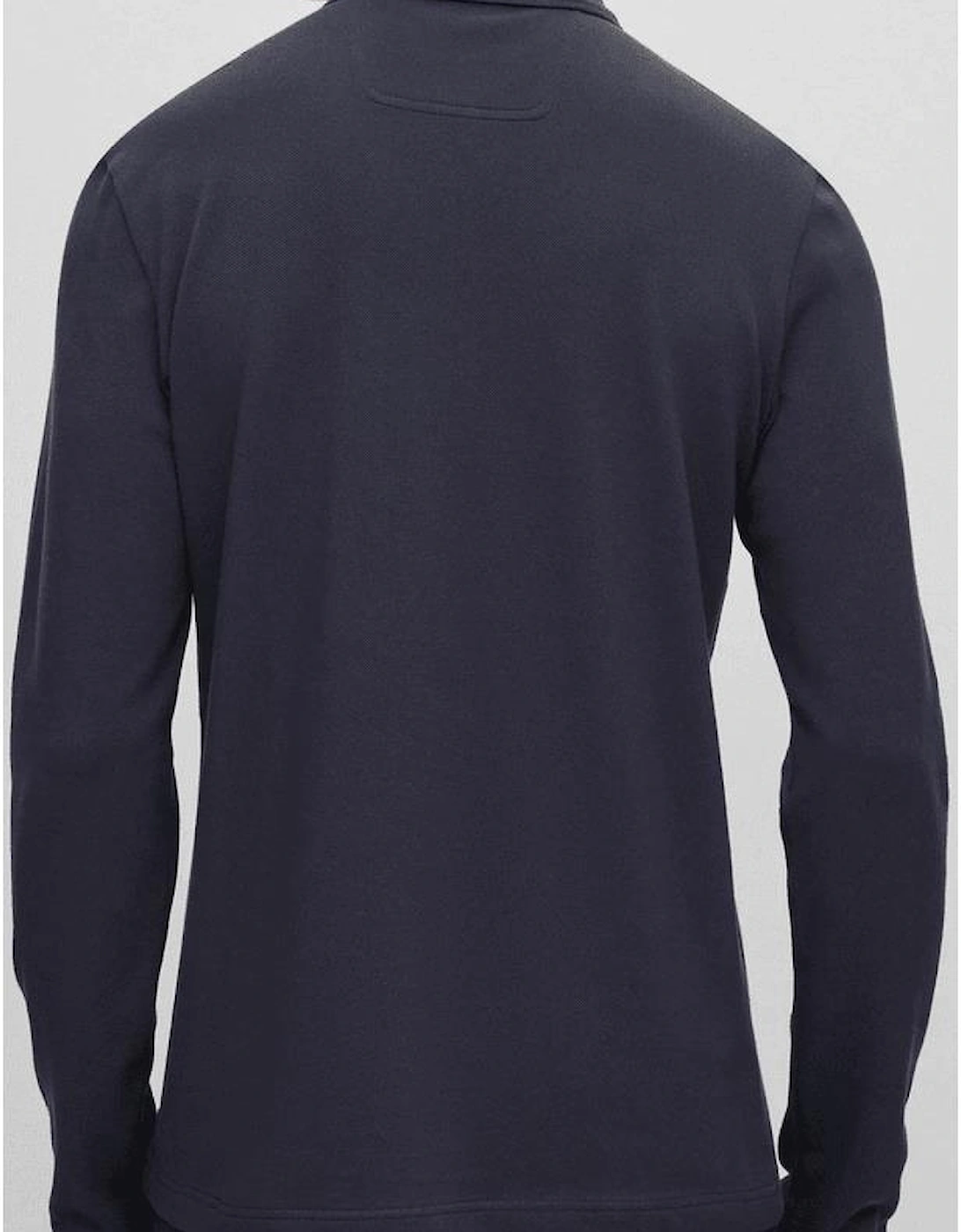 Plisy Embroidered Logo Regular Fit Long Sleeve Navy Polo Shirt