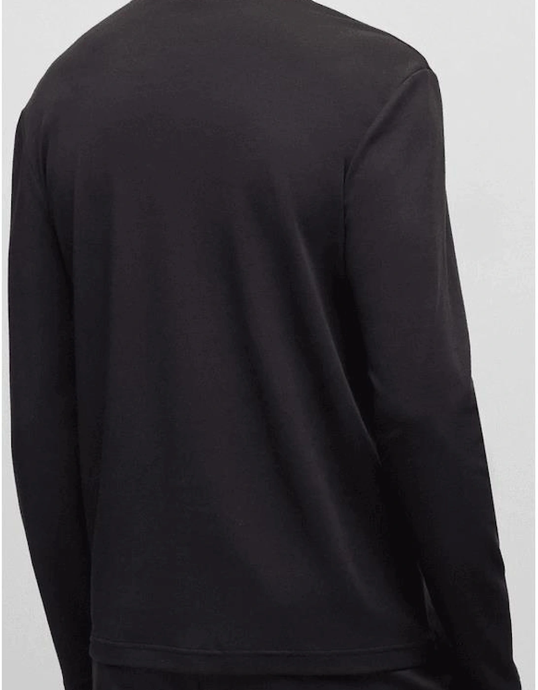 Plisy Stripe Logo Regular Fit Long Sleeve Black Polo Shirt