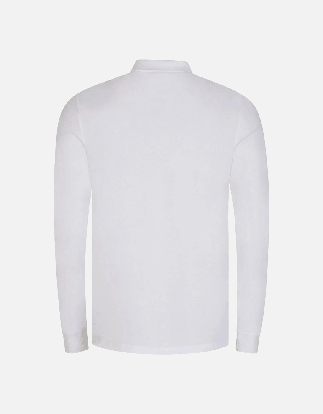 Deresolo Cotton Slim Fit Long Sleeve White Polo Shirt