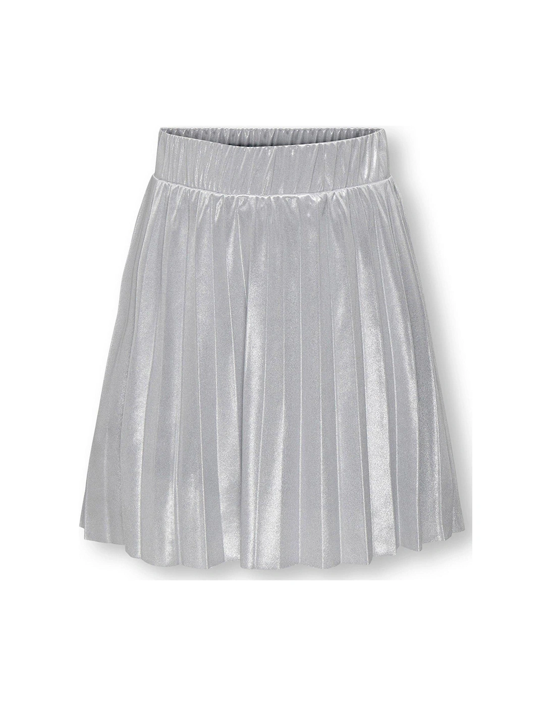 Girls Metallic Pleated Skirt - Silver, 3 of 2