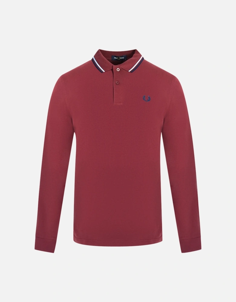 Twin Tipped Long Sleeve Red Polo Shirt