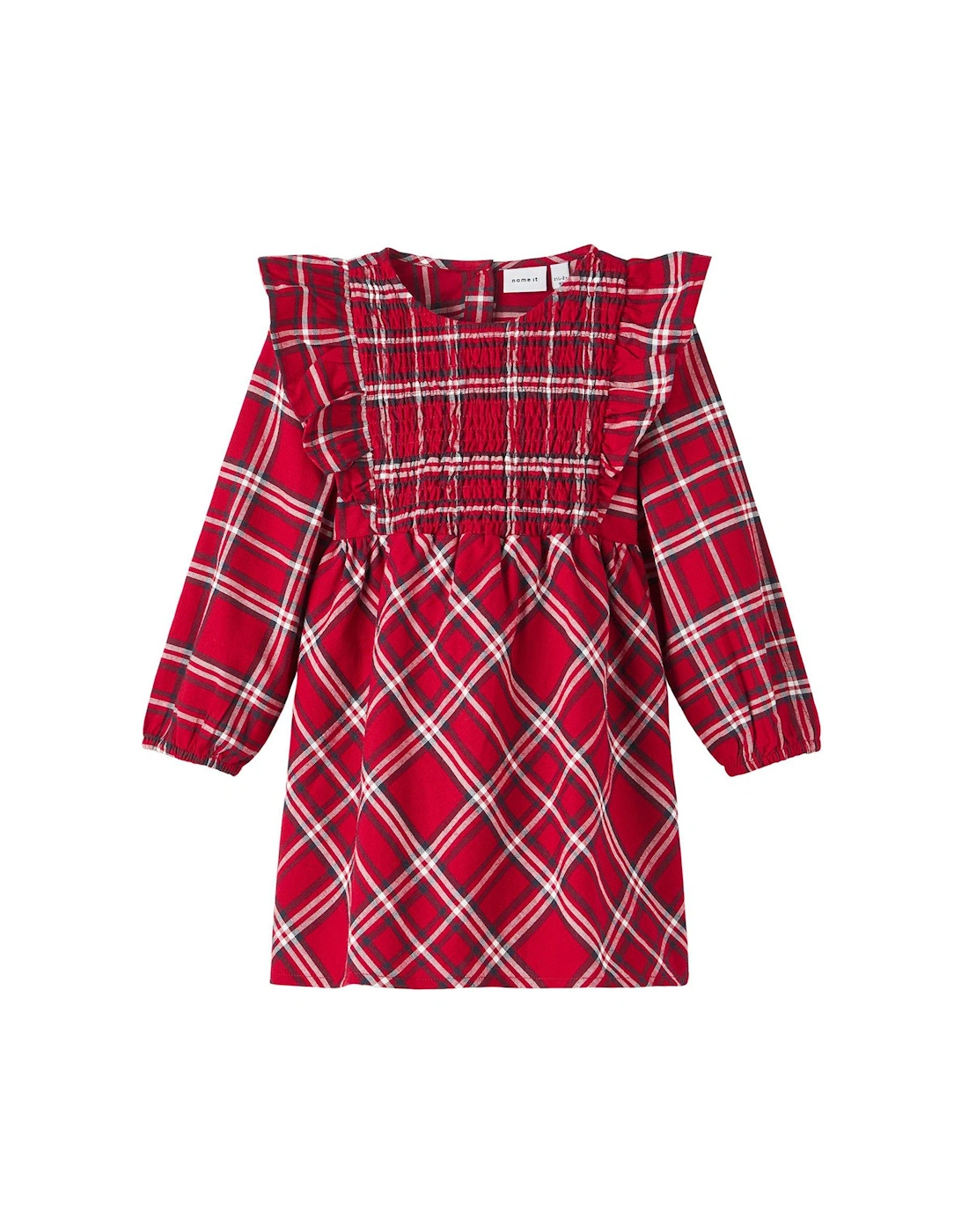 Mini Girls Tartan Long Sleeve Dress - Jester Red, 3 of 2