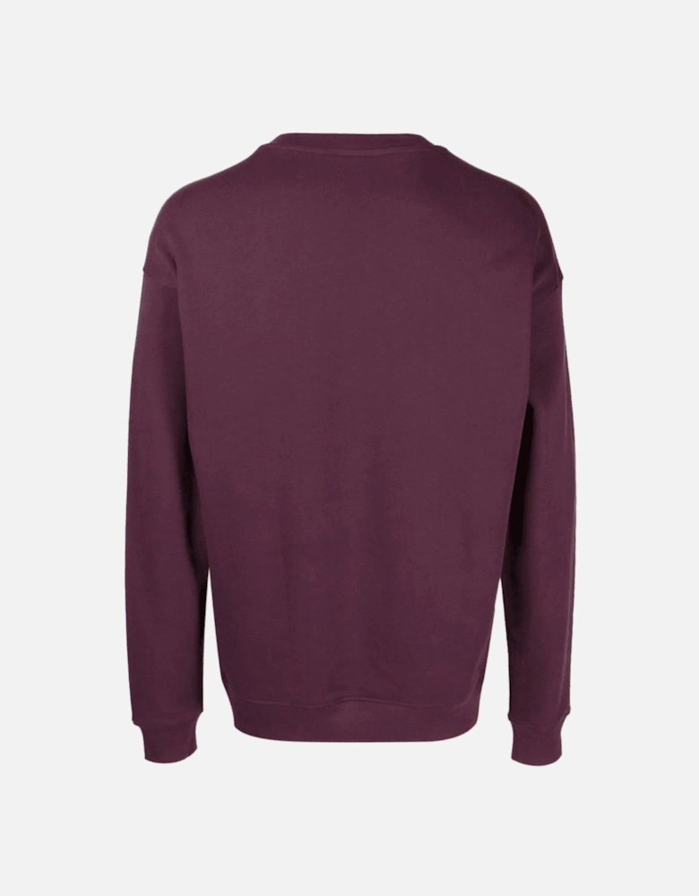 Cotton Milano Logo Print Pullover Burgundy Sweatshirt