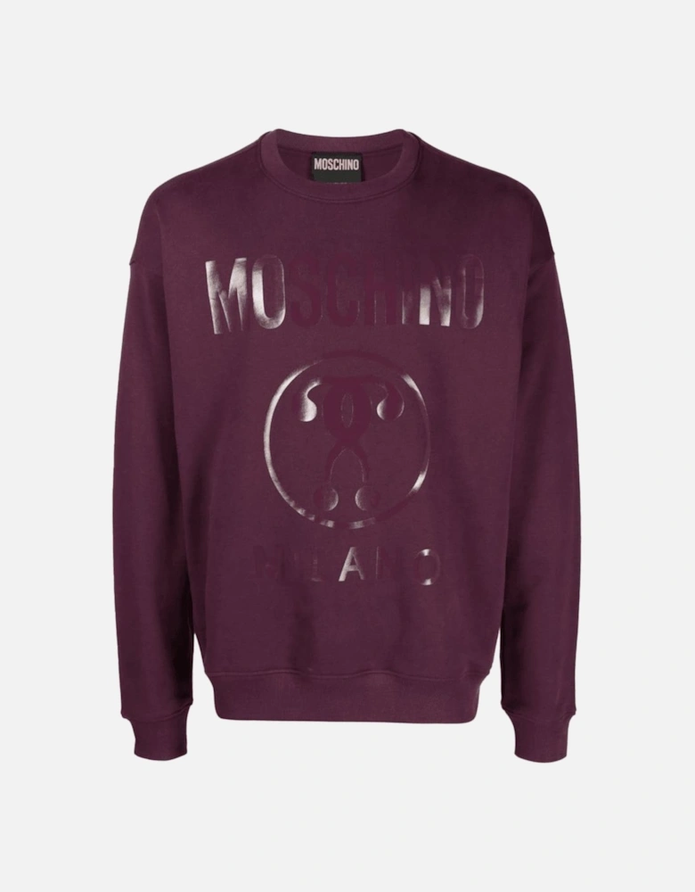 Cotton Milano Logo Print Pullover Burgundy Sweatshirt