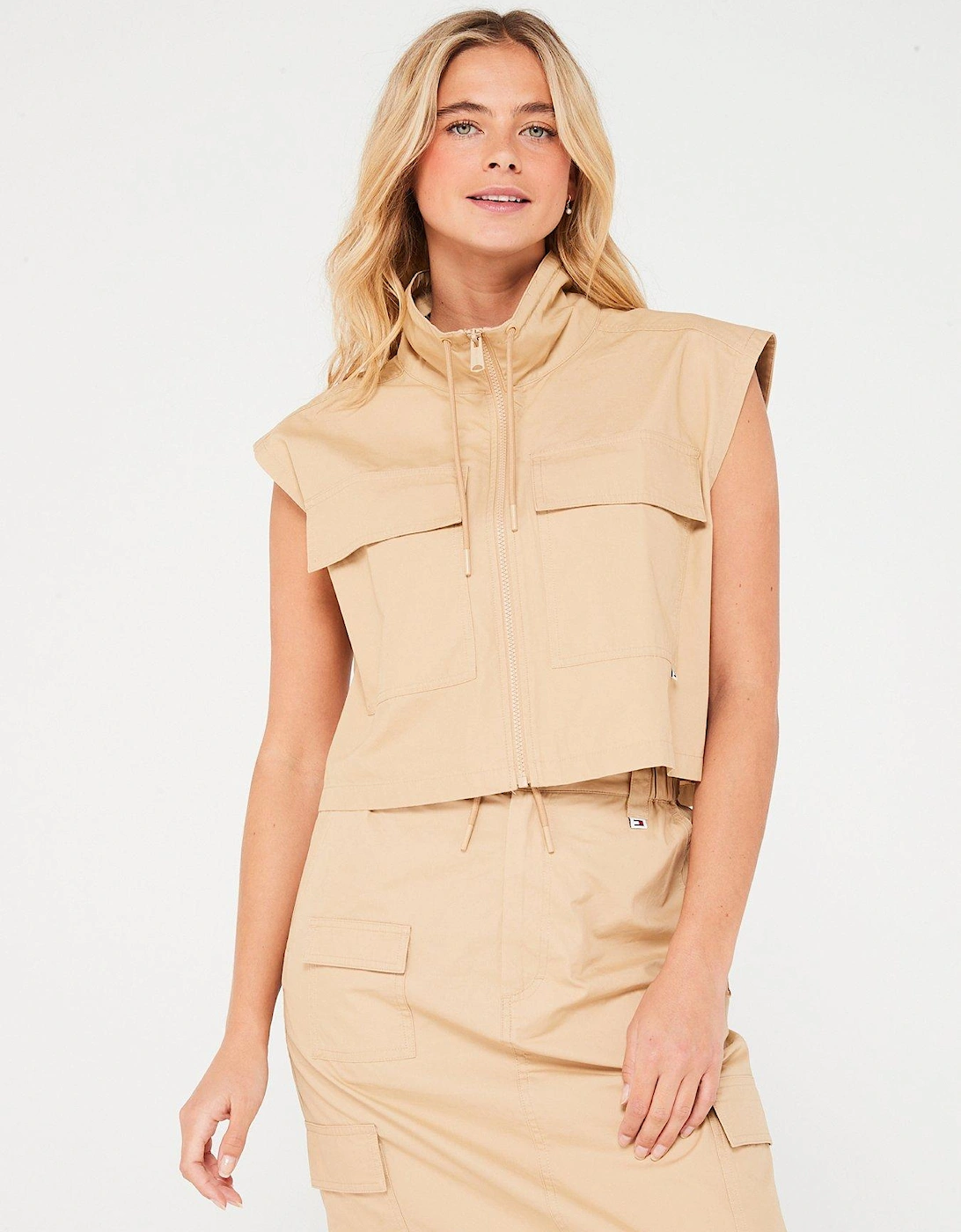 Collared Utility Pocked Detail Zip Shirt - Beige, 5 of 4