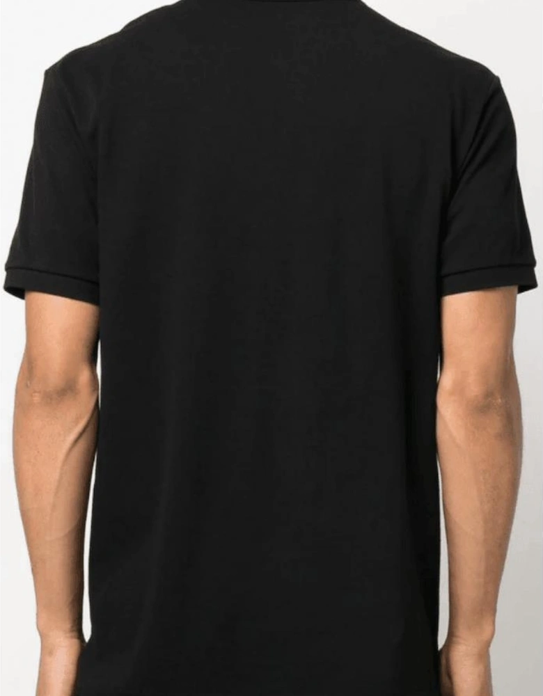Cotton Collar Logo Button Up Black Polo Shirt