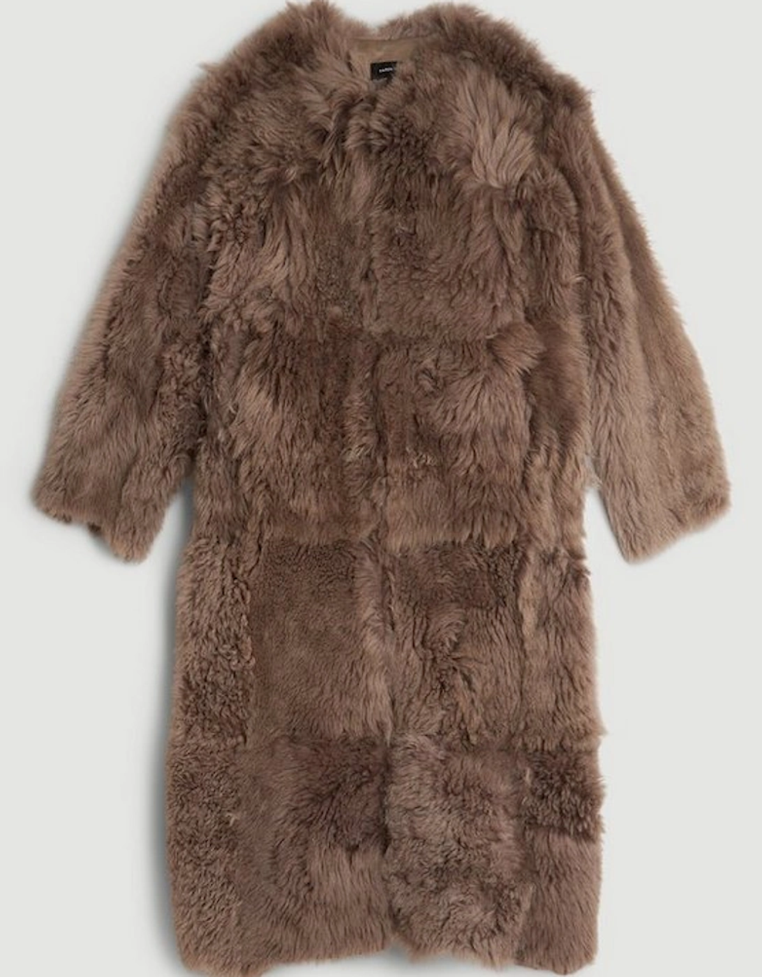 Shearling Collarless Maxi Coat