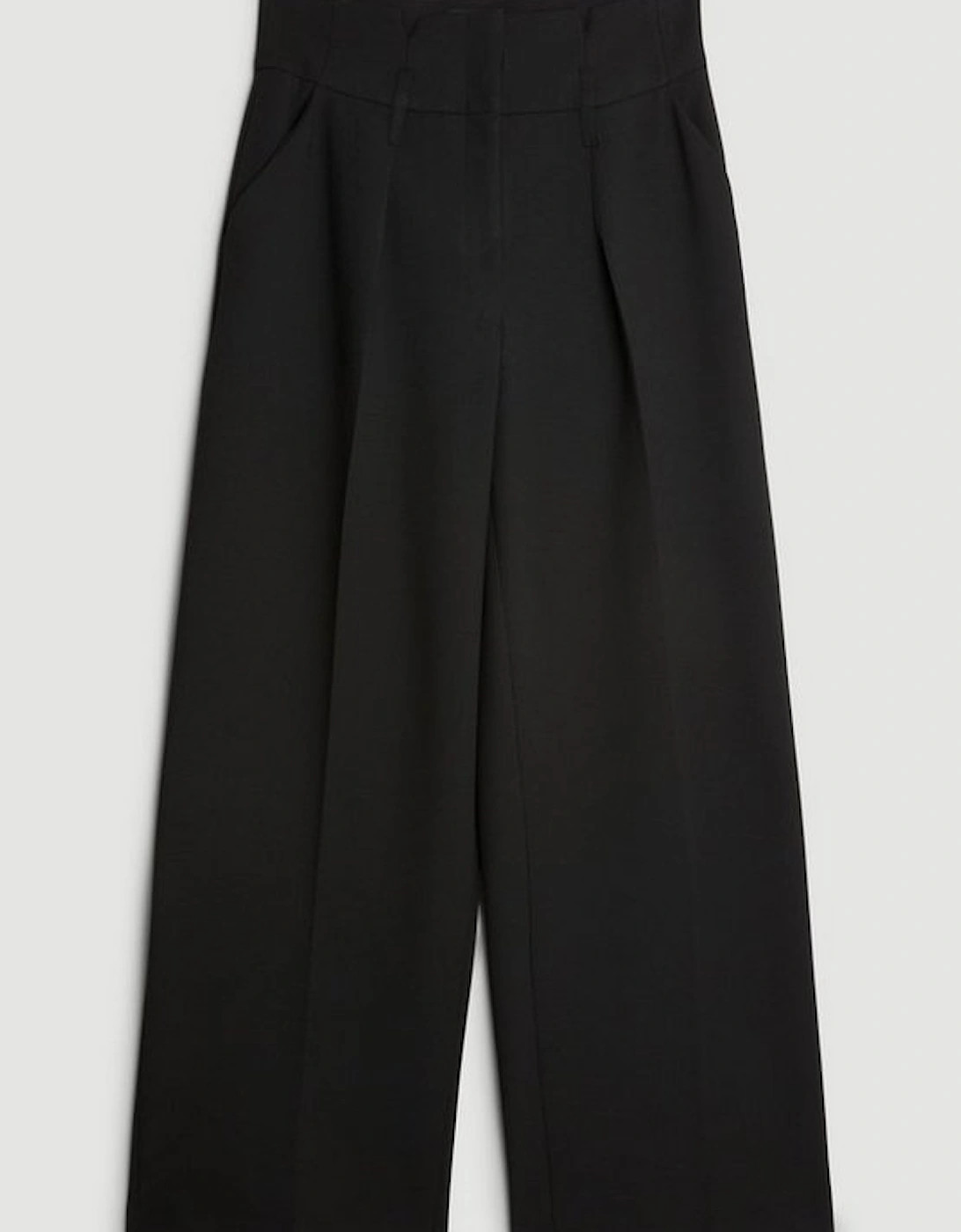 Compact Stretch Darted Wide Leg Trousers