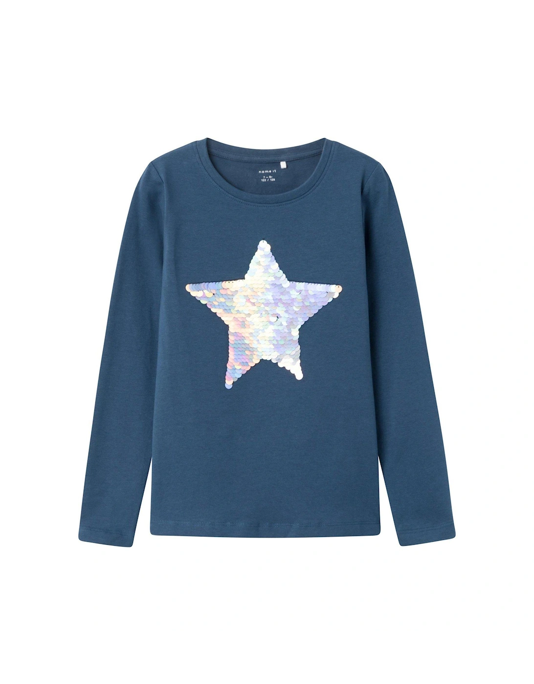 Girls Sequin Star Long Sleeve Tshirt - Insignia Blue, 3 of 2