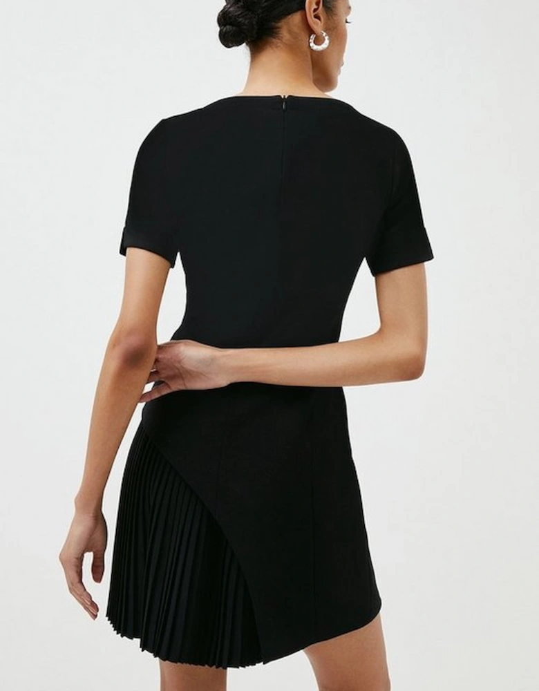 Tailored Military Pleat Short Sleeve Mini Dress