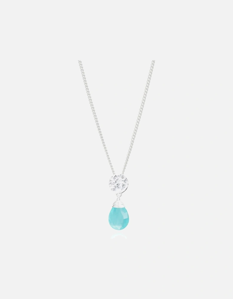 Faceted Stone Disc Necklace-Aqua