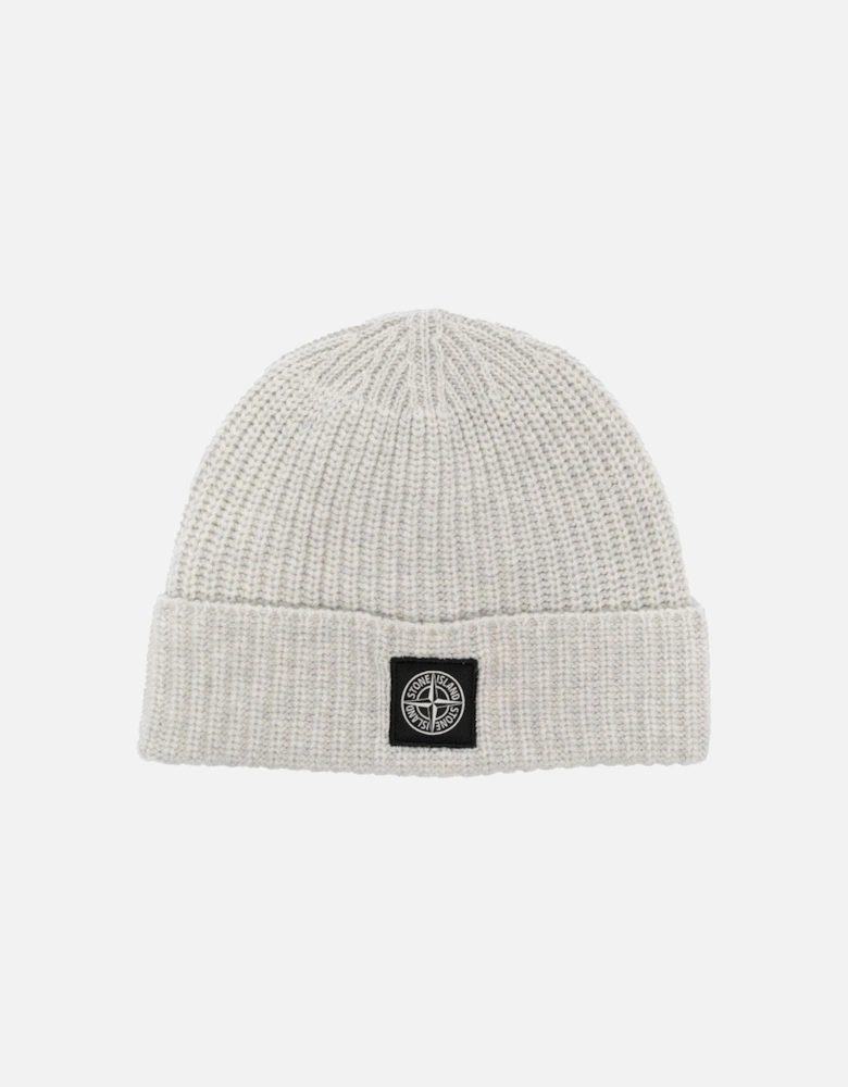 Compass motif ribbed-knit Beanie in Light Grey