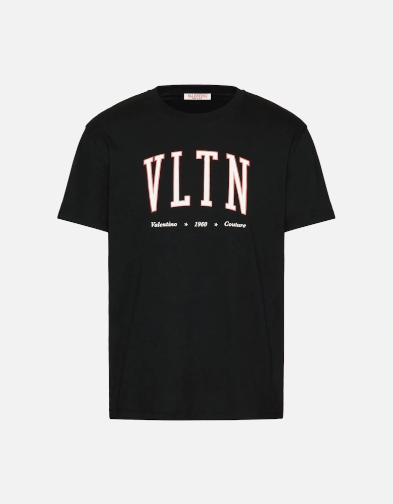 VLTN Print College Logo T-Shirt in Black