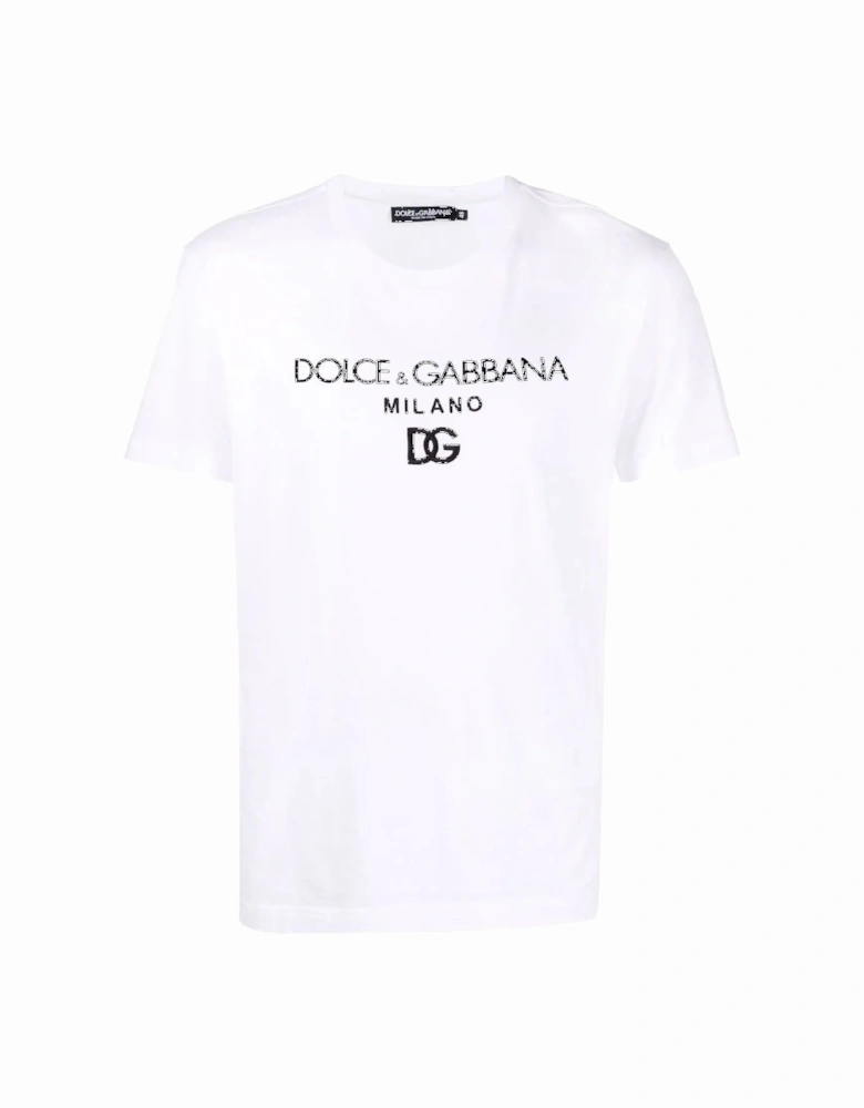 Cotton T-shirt with DG Embroidery and Patch White