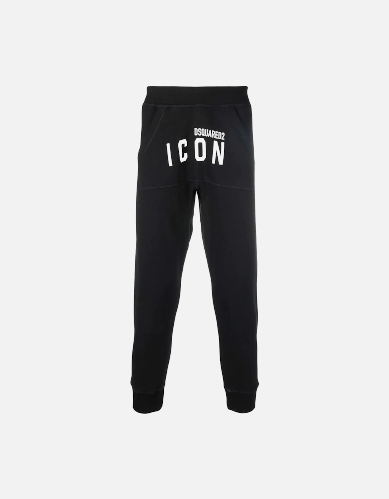 Cropped Icon-print Track Joggers Black
