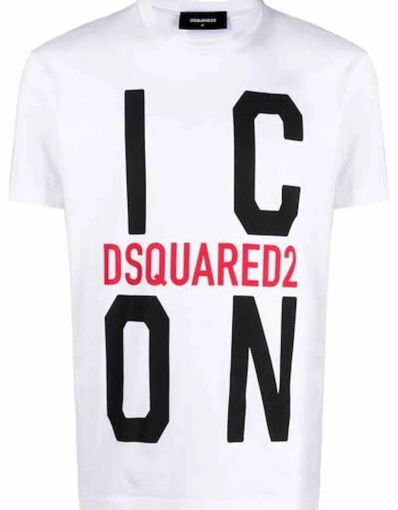 Cotton T-shirt with Icon Logo in White