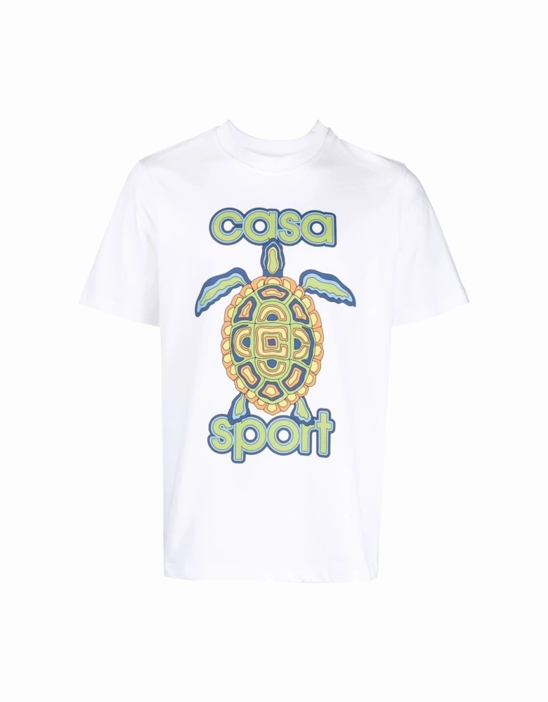 Casa Turtle Graphic Print T-shirt in White